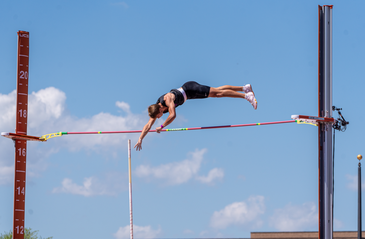 Ben Kirbo competing in an outdoor meet. (Photo courtesy of gofrogs.com)